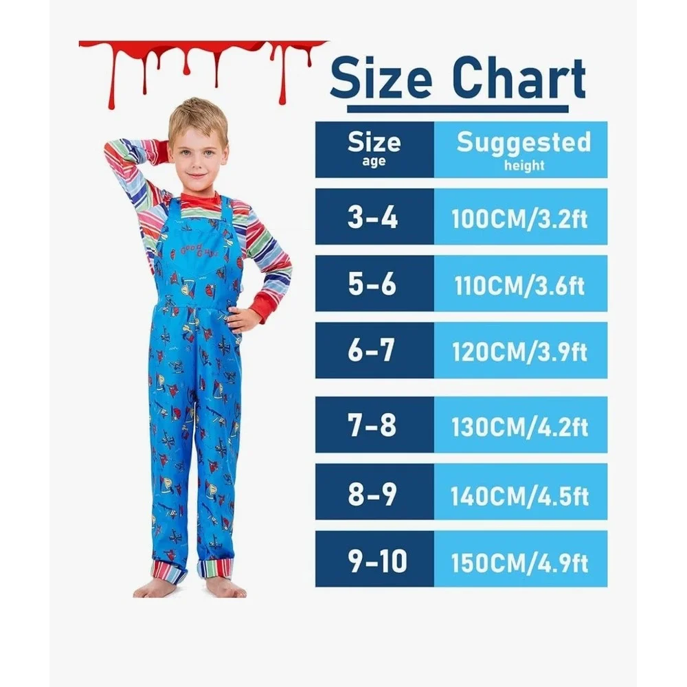 Chucky Child (M) Costume Good Guys Horror Movie Halloween Accessories